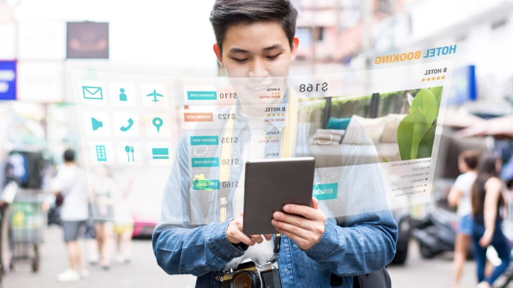 Un chico navegando por internet en Japón